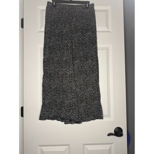 In Loom Black White Print Wide Leg Palazzo Pants Large Nwt